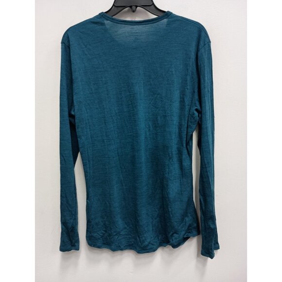 SegMents Womens Base Layer Top Large Blue Pure Wool Long Sleeve Pullover Tee - Picture 6 of 7